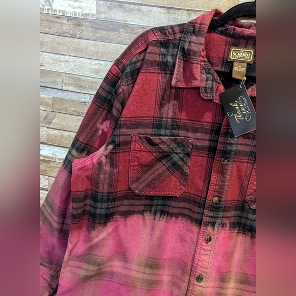 San Francisco 49ers Upcycled Handcrafted Dip Dye Bleach Flannel Shirt - Picture 12 of 15
